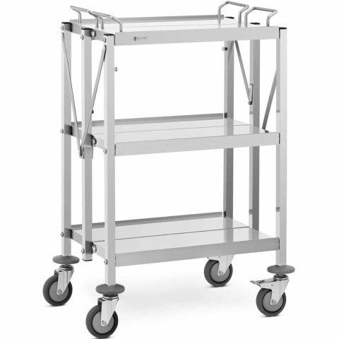 Wózek składany kelnerski cateringowy stal nierdzewna 3 półki do 90kg Wózek składany kelnerski cateringowy stal nierdzewna 3 półki do 90kg