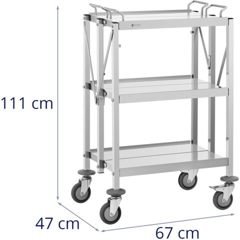 Wózek składany kelnerski cateringowy stal nierdzewna 3 półki do 90kg Wózek składany kelnerski cateringowy stal nierdzewna 3 półki do 90kg