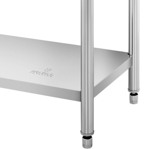 Stół blat roboczy stalowy nierdzewny przyścienny z rantem i półką 200x60cm Stół blat roboczy stalowy nierdzewny przyścienny z rantem i półką 200x60cm