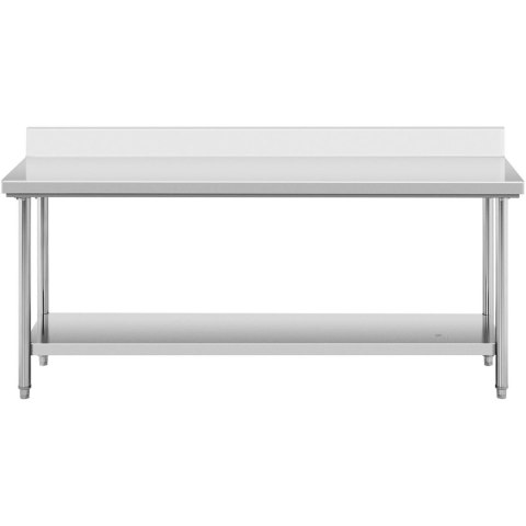 Stół blat roboczy stalowy nierdzewny przyścienny z rantem i półką 200x60cm Stół blat roboczy stalowy nierdzewny przyścienny z rantem i półką 200x60cm