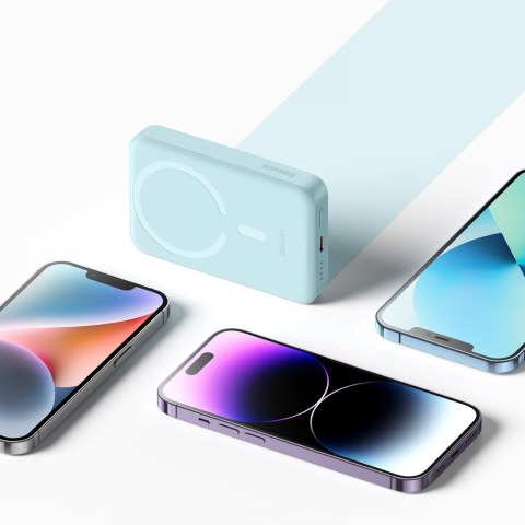 Powerbank indukcyjny Magnetic Mini 10000 mAh 30W + kabel USB-C - niebieski