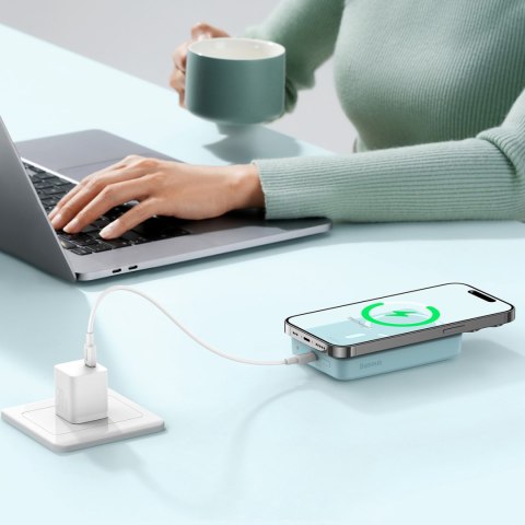 Powerbank indukcyjny Magnetic Mini 10000 mAh 30W + kabel USB-C - niebieski