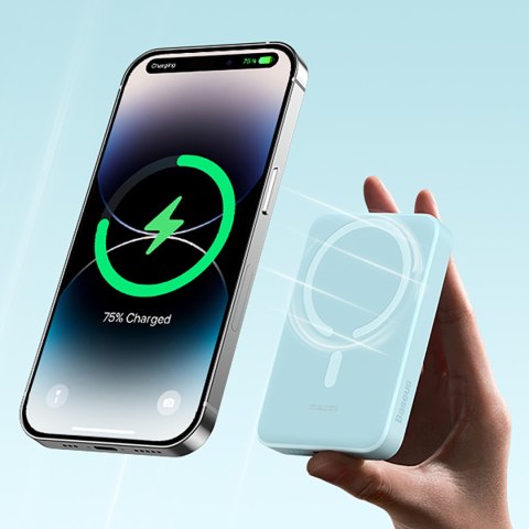 Powerbank indukcyjny Magnetic Mini 10000 mAh 30W + kabel USB-C - niebieski