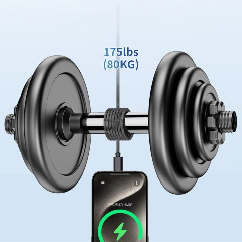 Kabel przewód USB-C 240W PD 3.1 z organizerem magnetycznym 1.2m - czarny