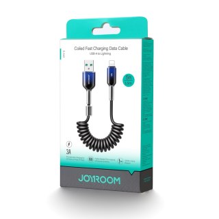 Kabel przewód spiralny USB-A - iPhone Lightning Crystal-Clear Series 3A 1.5m - czarny