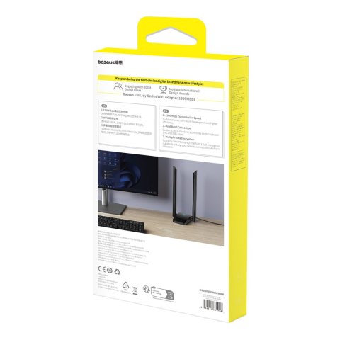 Karta sieciowa USB WiFi 2.4GHz 5GHz FastJoy Access Point 1300 Mb/s - czarna