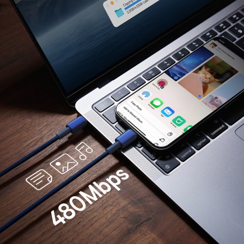 Kabel przewód Tungsten Gold USB-C - USB-C 100W 2m - granatowy