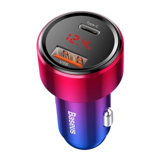 Ładowarka samochodowa Magic Series PPS USB-C USB-A 45W PD QC 5A - różowo-niebieska