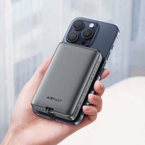Powerbank magnetyczny 10000mAh indukcyjny 2x USB-C PD 30W + kabel USB-C - czarny