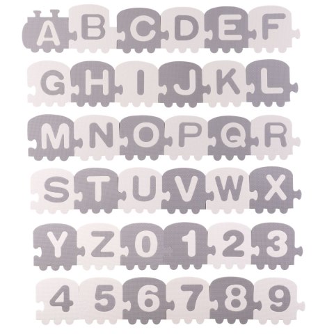 Duża mata piankowa, puzzle, pociąg, literki 36 szt. Duża mata piankowa, puzzle, pociąg, literki 36 szt.