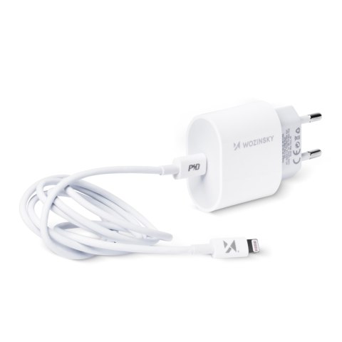 Szybka ładowarka USB C PD 20W + kabel USB C / Lightning 1m biały