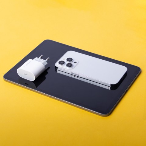 Szybka ładowarka USB C PD 20W + kabel USB C / Lightning 1m biały