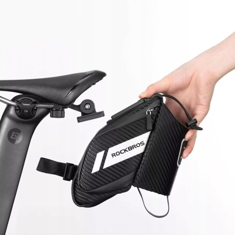 Torba rowerowa pod siodełko z kieszonką na butelkę bidon 1.5l - czarna