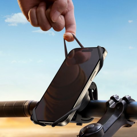 Uchwyt gumowy na telefon na kierownicę na rower motocykl zaciskowy - czarny