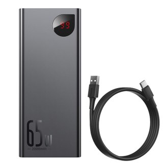 Powerbank 20000mAh Adaman Metal 65W z kablem USB-C 60W 50cm - czarny