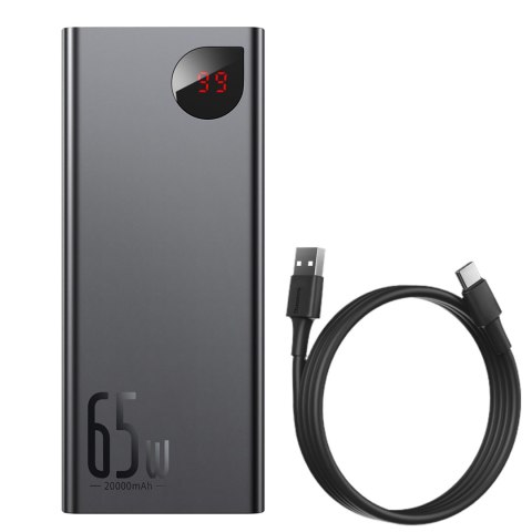 Powerbank 20000mAh Adaman Metal 65W z kablem USB-C 60W 50cm - czarny