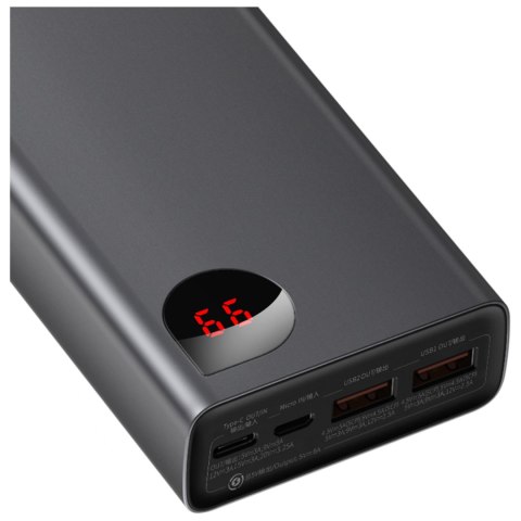Powerbank 20000mAh Adaman Metal 65W z kablem USB-C 60W 50cm - czarny
