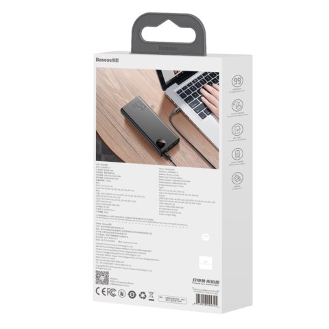Powerbank 20000mAh Adaman Metal 65W z kablem USB-C 60W 50cm - czarny