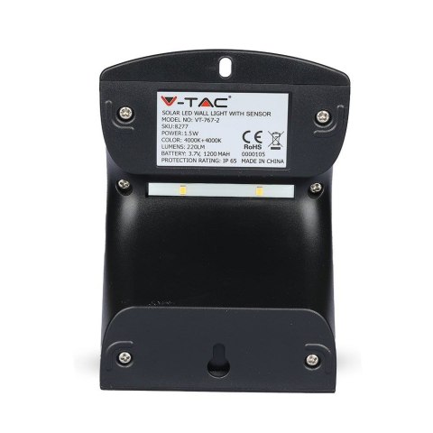 Trójkątna Lampa Solarna 1.5W, Czarna V-TAC Trójkątna Lampa Solarna 1.5W, Czarna V-TAC