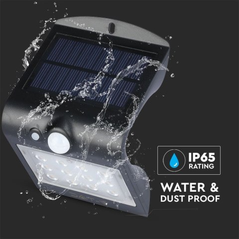 Trójkątna Lampa Solarna 1.5W, Czarna V-TAC Trójkątna Lampa Solarna 1.5W, Czarna V-TAC