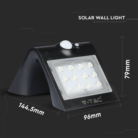 Trójkątna Lampa Solarna 1.5W, Czarna V-TAC Trójkątna Lampa Solarna 1.5W, Czarna V-TAC