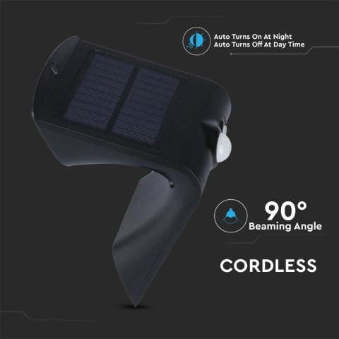 Trójkątna Lampa Solarna 1.5W, Czarna V-TAC Trójkątna Lampa Solarna 1.5W, Czarna V-TAC
