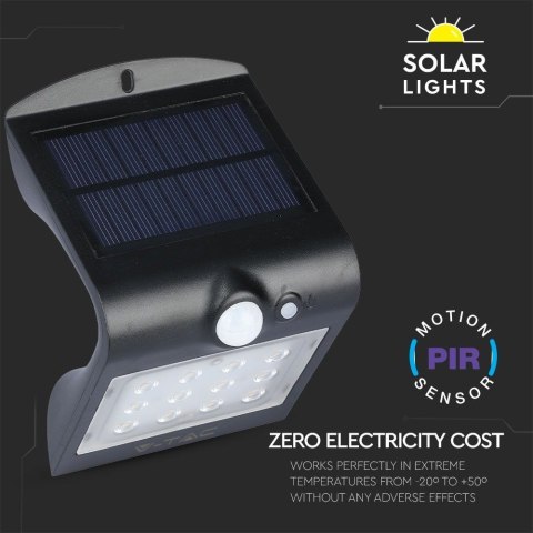 Trójkątna Lampa Solarna 1.5W, Czarna V-TAC Trójkątna Lampa Solarna 1.5W, Czarna V-TAC