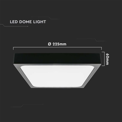 Plafon V-TAC 18W 4000k LED Kwadrat 22,5x22,5 cm Czarny