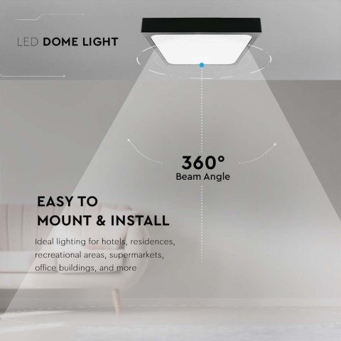 Plafon V-TAC 18W 4000k LED Kwadrat 22,5x22,5 cm Czarny