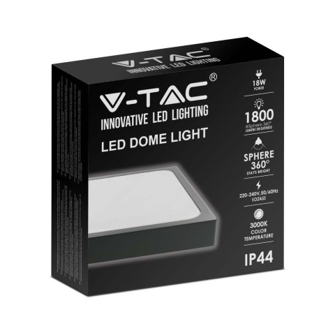 Plafon V-TAC 18W 4000k LED Kwadrat 22,5x22,5 cm Czarny