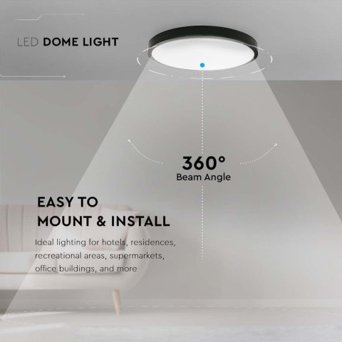 Plafon V-TAC 18W LED Okrągły 22,5cm Czarny 4000K