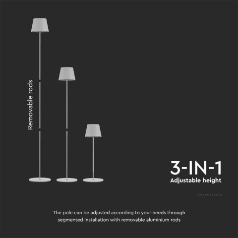 Lampa Podłogowa LED Biała Ładowalna 3000K 4W V-TAC Lampa Podłogowa LED Biała Ładowalna 3000K 4W V-TAC
