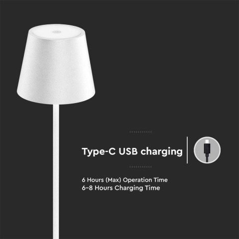Lampa Podłogowa LED Biała Ładowalna 3000K 4W V-TAC Lampa Podłogowa LED Biała Ładowalna 3000K 4W V-TAC