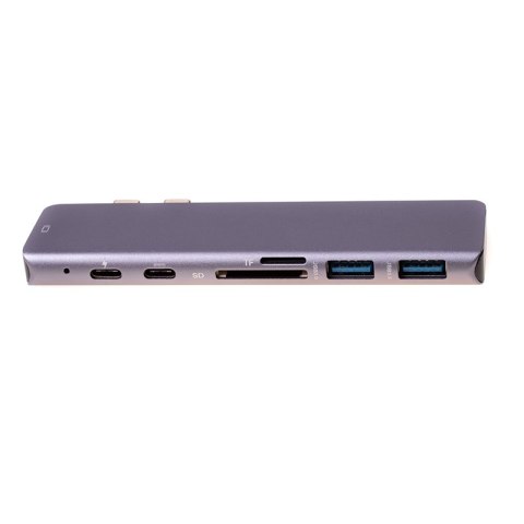 Adapter 7w1 HUB USB-C HDMI 4K SD Macbook Pro / Air - Szary Adapter 7w1 HUB USB-C HDMI 4K SD Macbook Pro / Air - Szary
