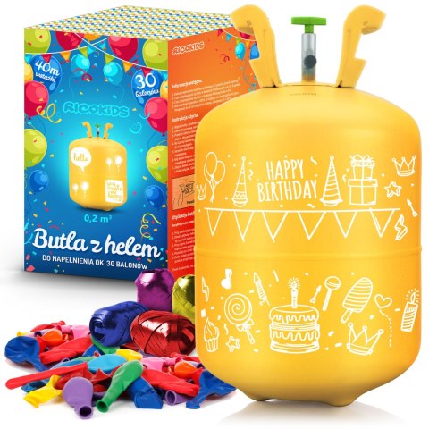 Butla z helem 0,20m3 z balonami i wstążką Butla z helem 0,20m3 z balonami i wstążką