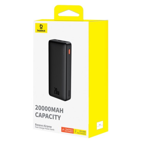 Powerbank 20000mAh Airpow 20W z kablem USB-A - USB-C 50cm - czarny Powerbank 20000mAh Airpow 20W z kablem USB-A - USB-C 50cm - czarny