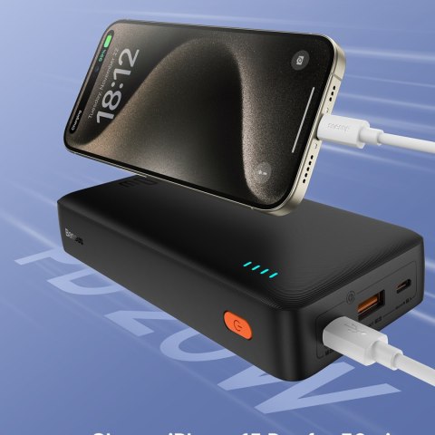 Powerbank 20000mAh Airpow 20W z kablem USB-A - USB-C 50cm - czarny Powerbank 20000mAh Airpow 20W z kablem USB-A - USB-C 50cm - czarny