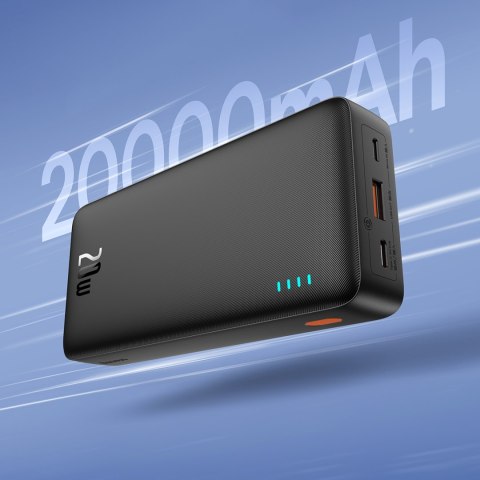 Powerbank 20000mAh Airpow 20W z kablem USB-A - USB-C 50cm - czarny Powerbank 20000mAh Airpow 20W z kablem USB-A - USB-C 50cm - czarny