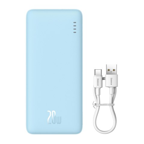 Powerbank 20000mAh Airpow 20W z kablem USB-A - USB-C 50cm - niebieski Powerbank 20000mAh Airpow 20W z kablem USB-A - USB-C 50cm - niebieski