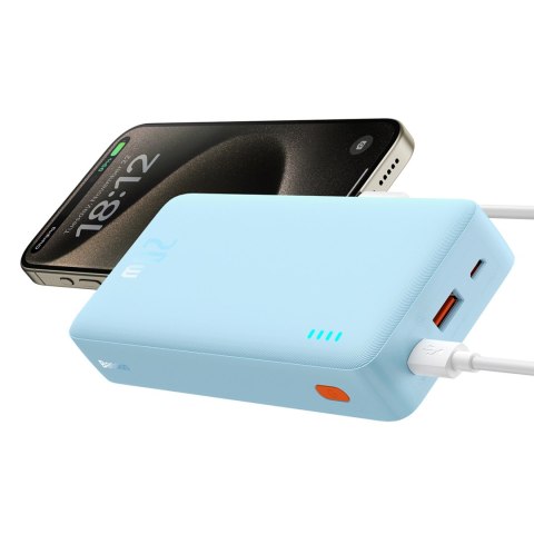 Powerbank 20000mAh Airpow 20W z kablem USB-A - USB-C 50cm - niebieski Powerbank 20000mAh Airpow 20W z kablem USB-A - USB-C 50cm - niebieski