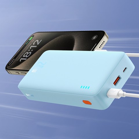 Powerbank 20000mAh Airpow 20W z kablem USB-A - USB-C 50cm - niebieski Powerbank 20000mAh Airpow 20W z kablem USB-A - USB-C 50cm - niebieski