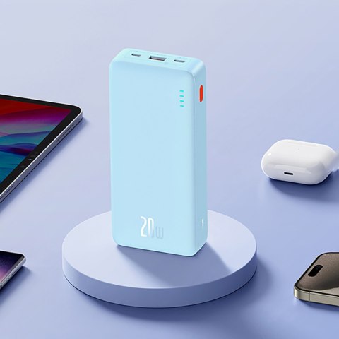 Powerbank 20000mAh Airpow 20W z kablem USB-A - USB-C 50cm - niebieski Powerbank 20000mAh Airpow 20W z kablem USB-A - USB-C 50cm - niebieski