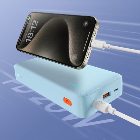 Powerbank 20000mAh Airpow 20W z kablem USB-A - USB-C 50cm - niebieski Powerbank 20000mAh Airpow 20W z kablem USB-A - USB-C 50cm - niebieski