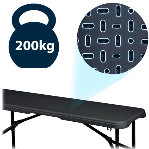 Zestaw ogrodowy składany ławka + 2 ławki 180 cm Plonos czarny