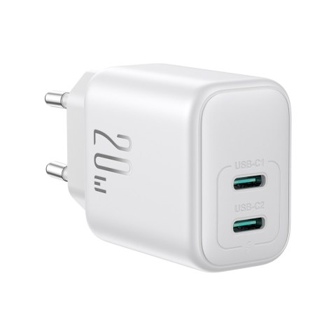 Ładowarka sieciowa 2x USB-C 20W PD QC 3.0 - biała Ładowarka sieciowa 2x USB-C 20W PD QC 3.0 - biała