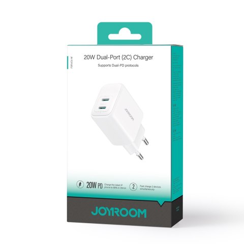 Ładowarka sieciowa 2x USB-C 20W PD QC 3.0 - biała Ładowarka sieciowa 2x USB-C 20W PD QC 3.0 - biała