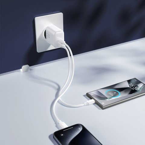 Ładowarka sieciowa 2x USB-C 20W PD QC 3.0 - biała Ładowarka sieciowa 2x USB-C 20W PD QC 3.0 - biała