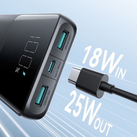 Powerbank 10000mAh 25W 2x USB-A 1x USB-C SFC - czarny Powerbank 10000mAh 25W 2x USB-A 1x USB-C SFC - czarny