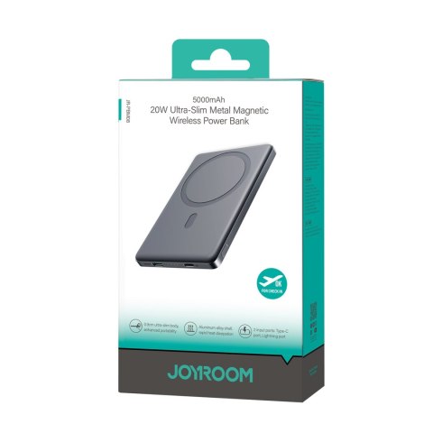 Powerbank 5000mAh USB-C 20W PD i ładowaniem indukcyjnym 15W - szary Powerbank 5000mAh USB-C 20W PD i ładowaniem indukcyjnym 15W - szary