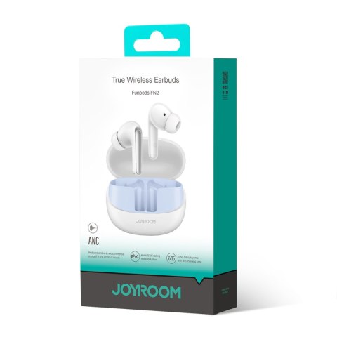 Słuchawki Funpods douszne TWS z Bluetooth 5.4 ANC i ochroną IP54 - białe Słuchawki Funpods douszne TWS z Bluetooth 5.4 ANC i ochroną IP54 - białe